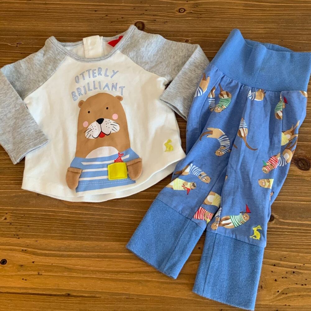 Joules "Otterly Brilliant" 2pc outfit size 0-3mo‎